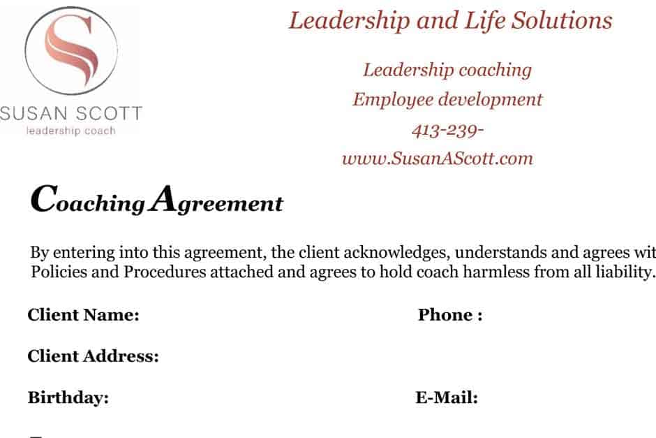 Coaching Agreement form