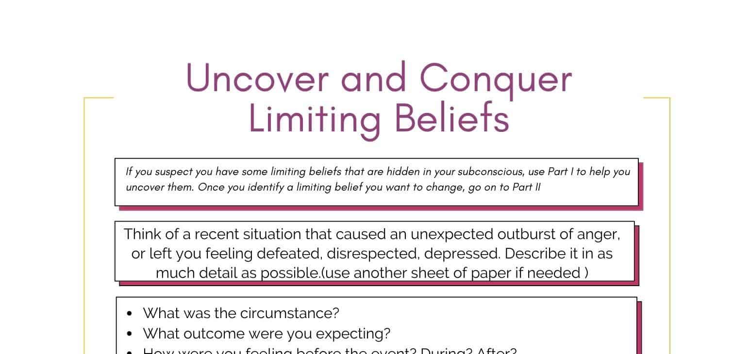 Limiting Beliefs Worksheet free pdf